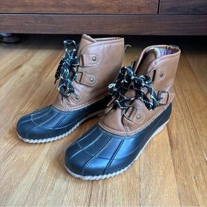 Brown and Black Magellan Duck Boots